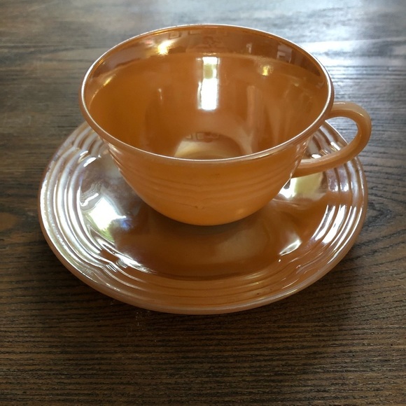 Fire King Orange Tea Cup And  Saucer Set Vintage - Picture 2 of 7